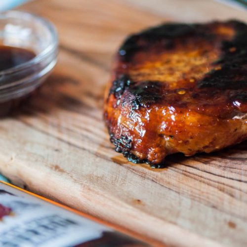 Bacon Wrapped Bourbon Glazed Pork Chops - Meg's Everyday Indulgence