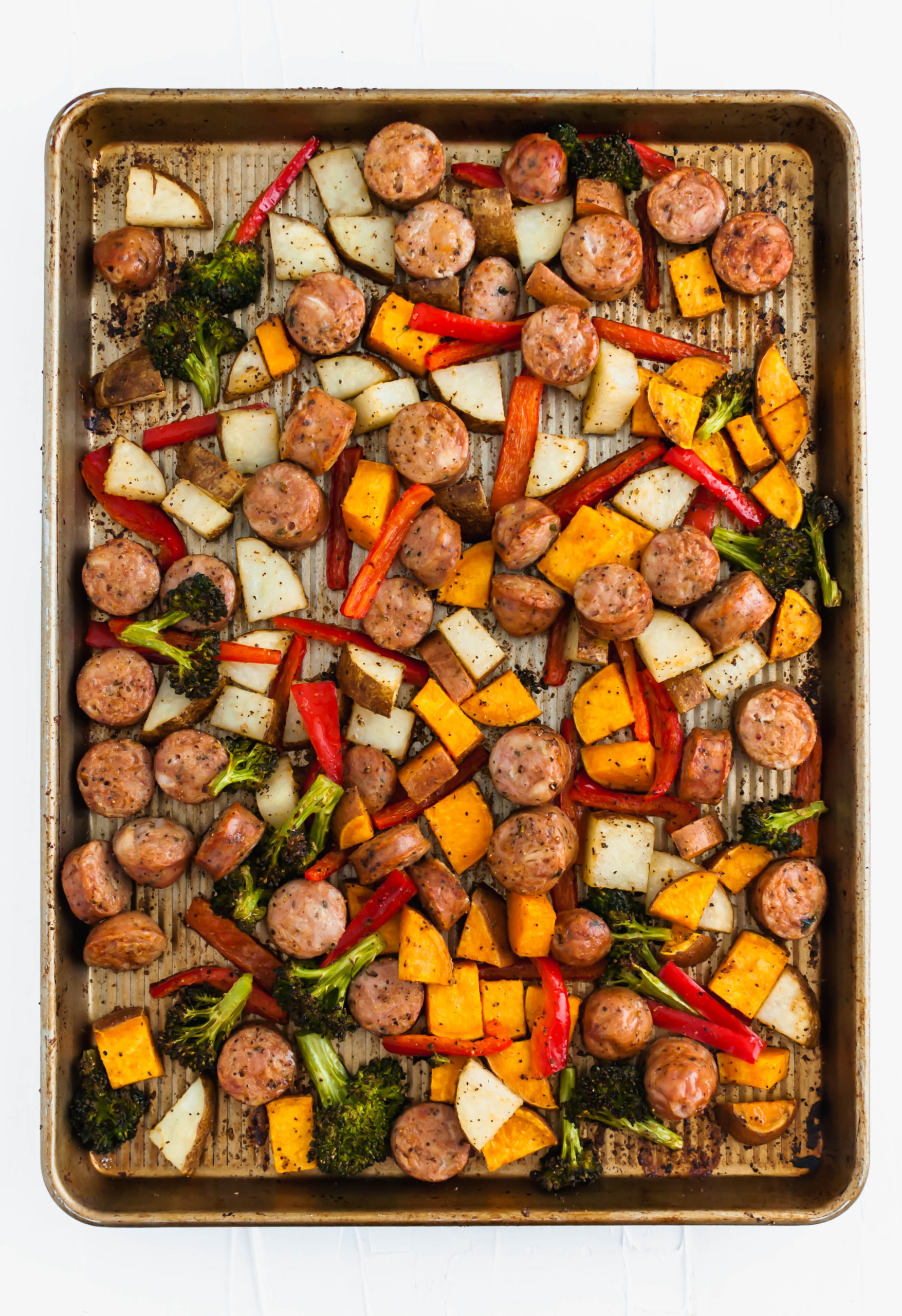 Sheet Pan Sausage and Peppers - That Skinny Chick Can Bake